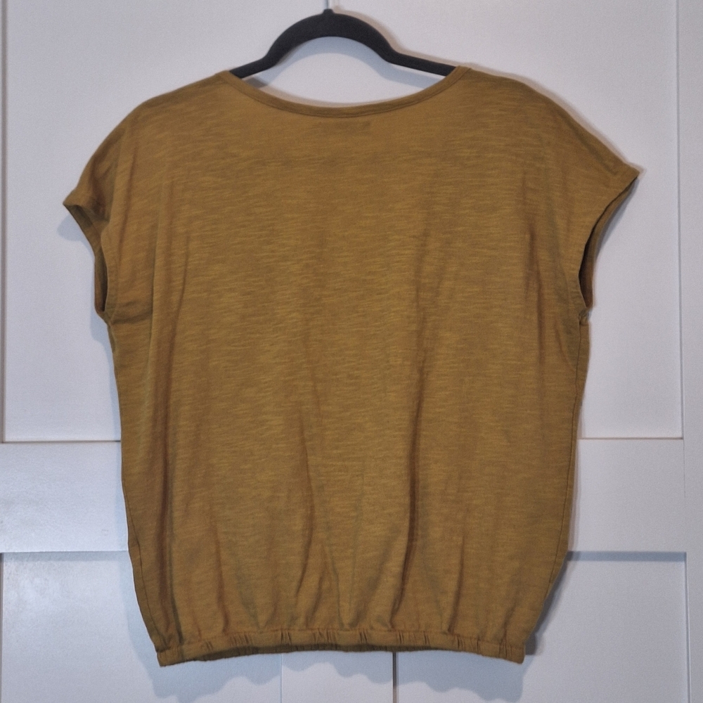 PrAna Ocupas Popover Top Gold Organic Cotton Blnd Stretchy Size Small Oversized - Picture 7 of 9